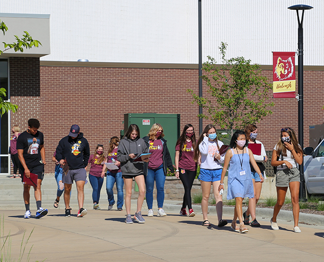 Students walking on campus