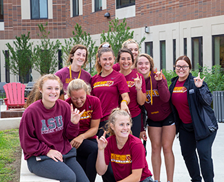 A group of student helpers on move-in day