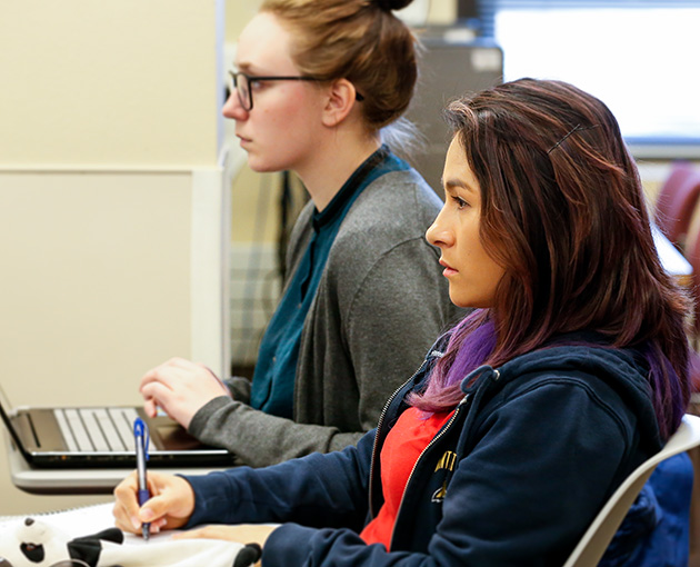 Students attending class