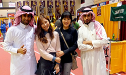 Exchange students take a photo in the Barnett Center