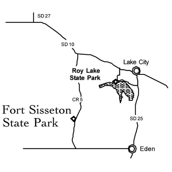 Portion of northeastern South Dakota map showing Fort Sisseton