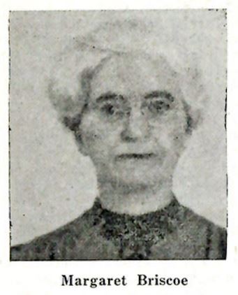 Historical portrait of Margaret Briscoe, an older woman with glasses