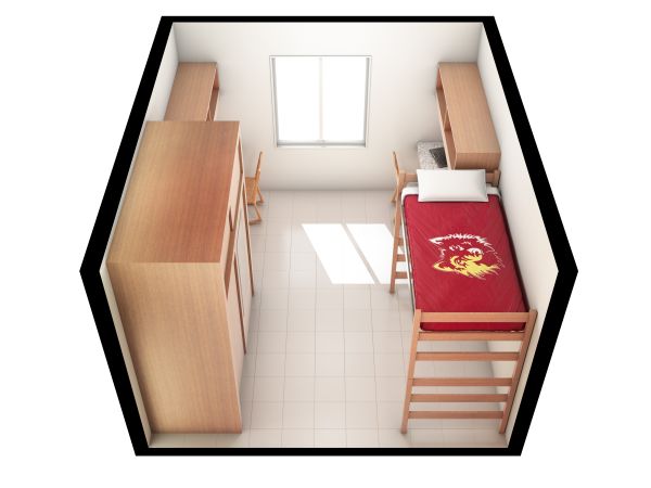 3D rendering of room layout from entrance