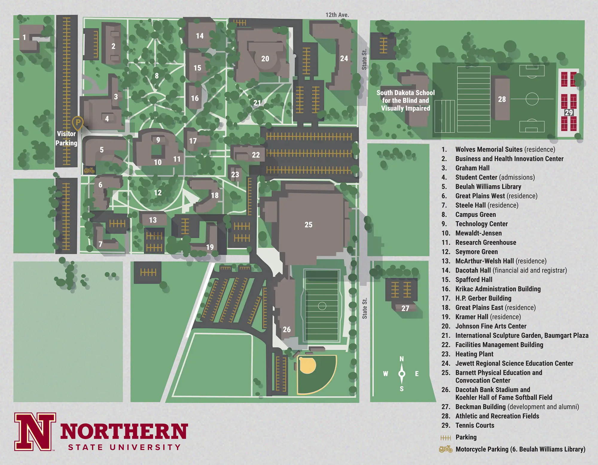 A visual representation of the campus of Northern State University