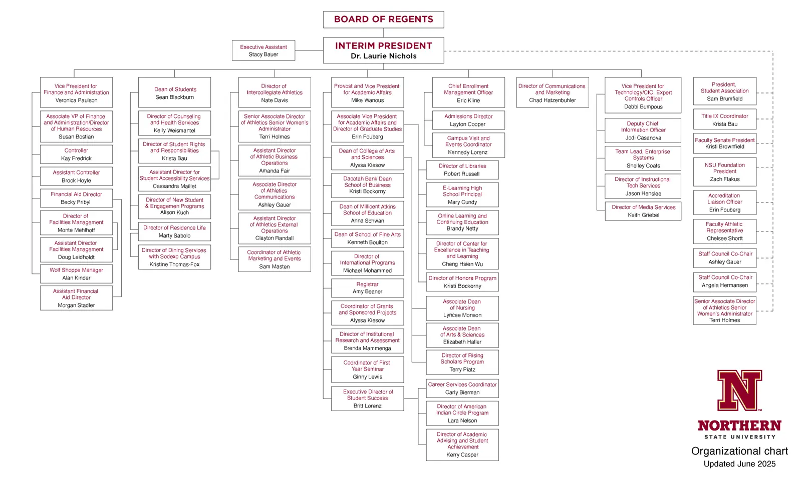 Image of an Organizational Chart of NSU