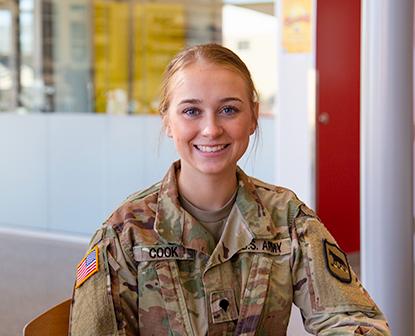Female military personnel smiling