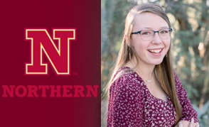 NSU logo next to photo of student Haley Wenger