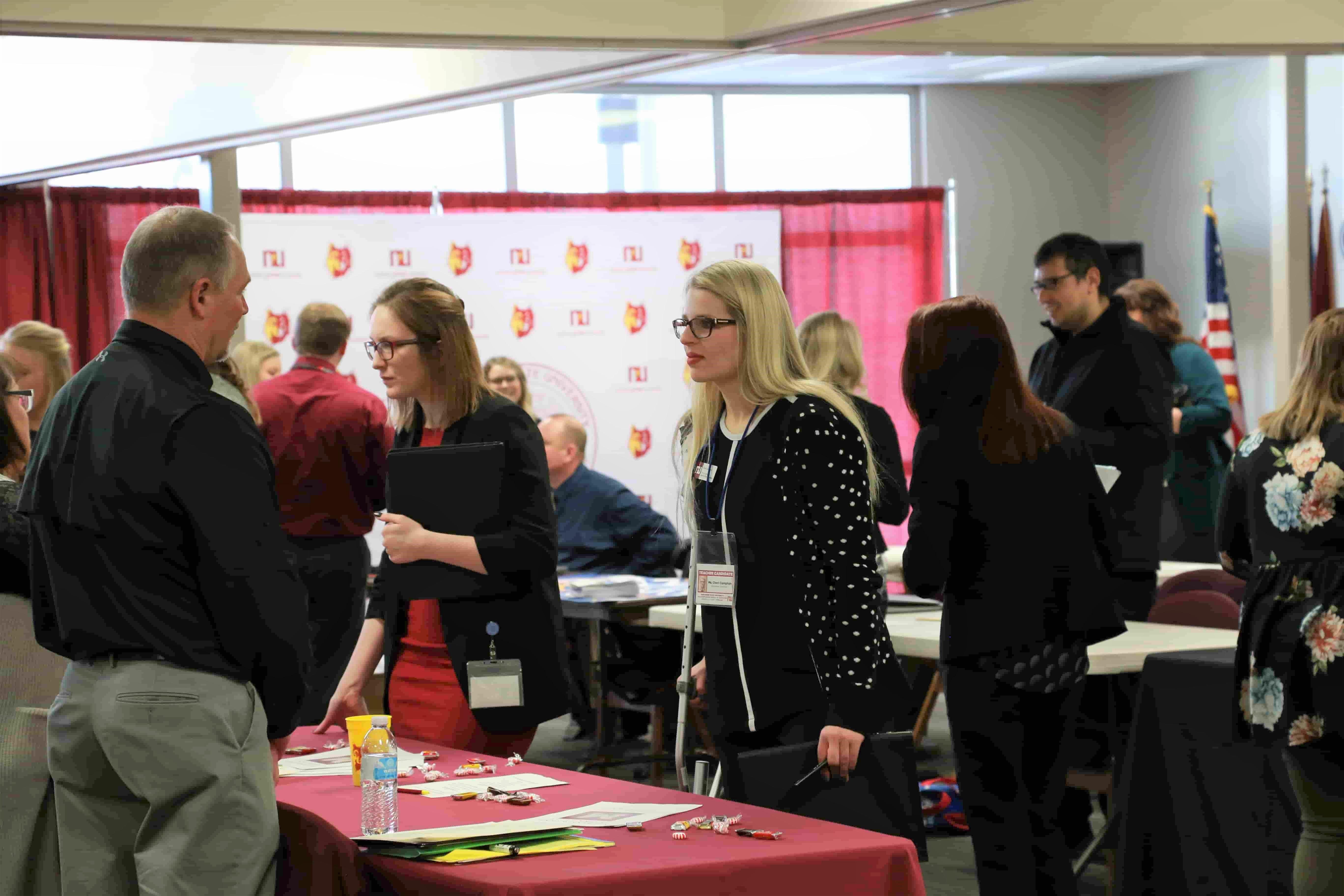 Students attending campus job fair