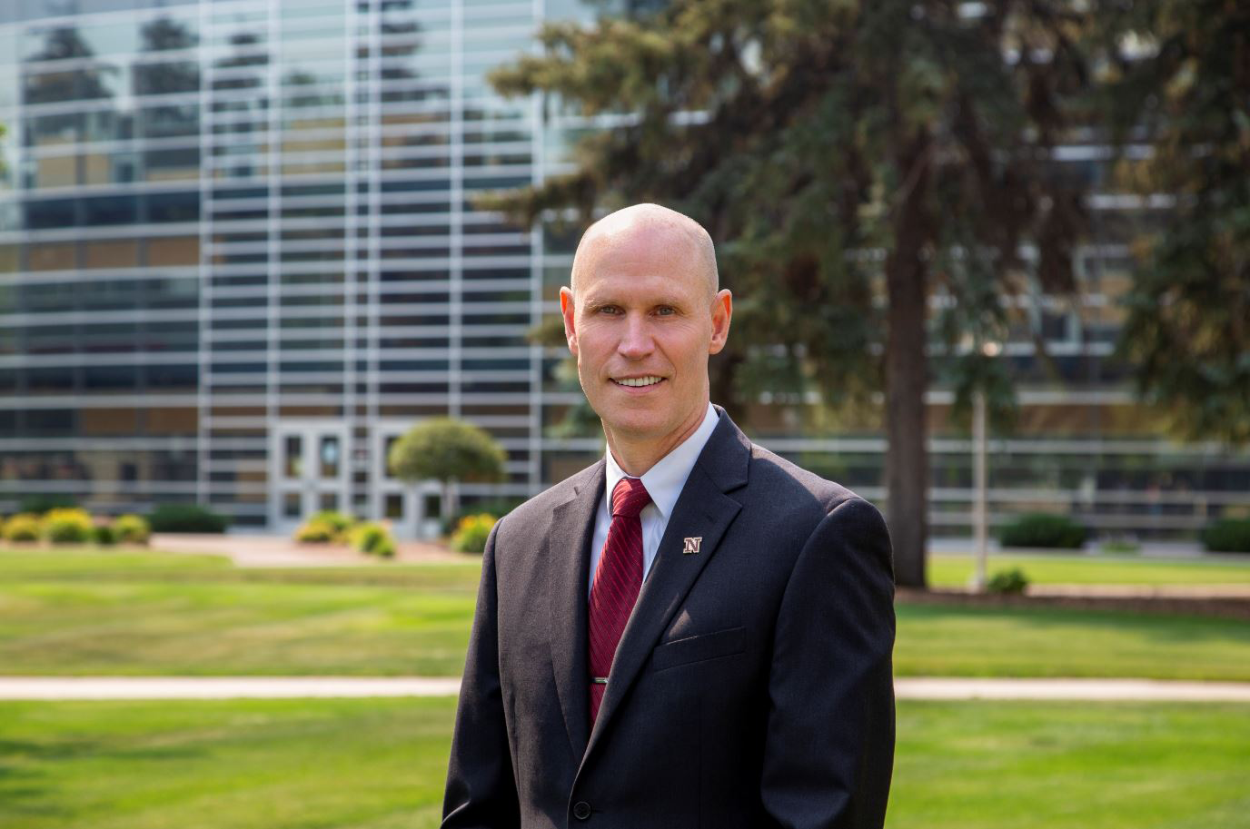 President standing in front of the Tech Center