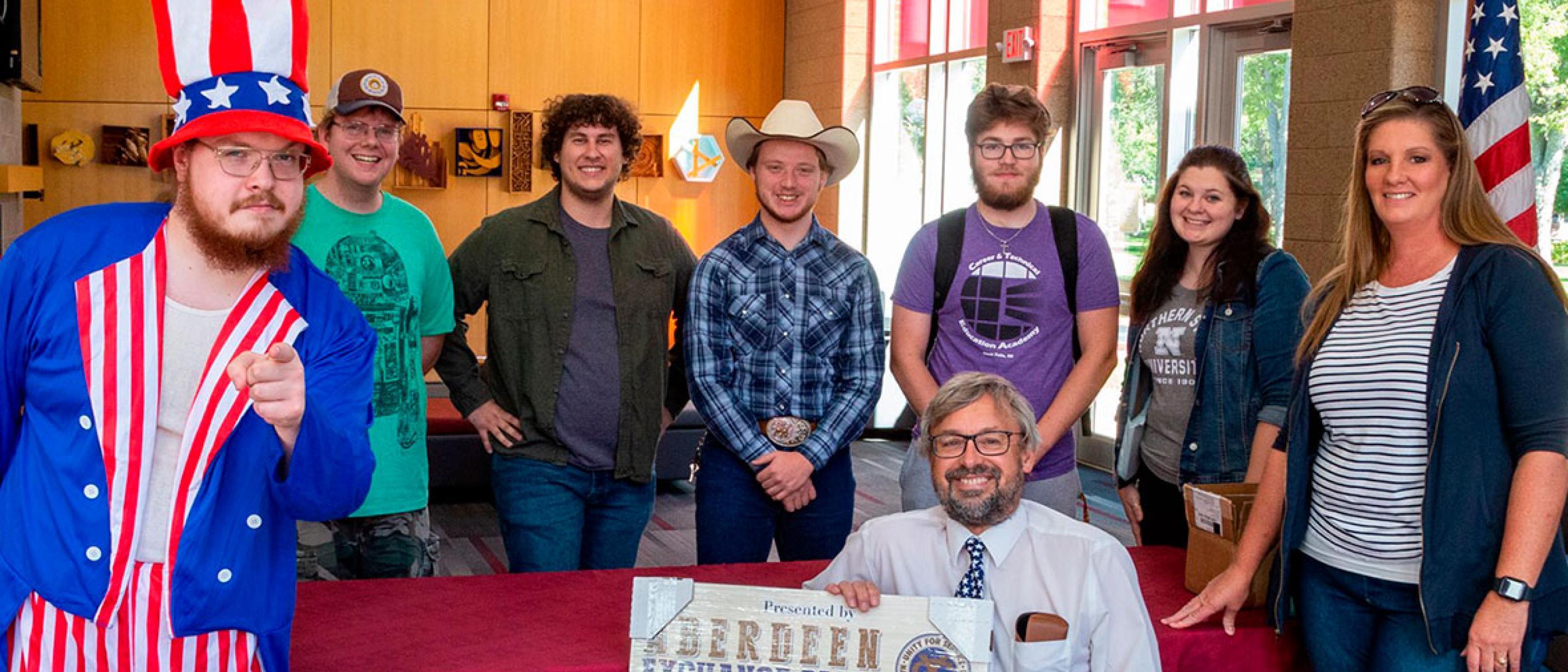 Group of students and professor celebrating Constitution Day