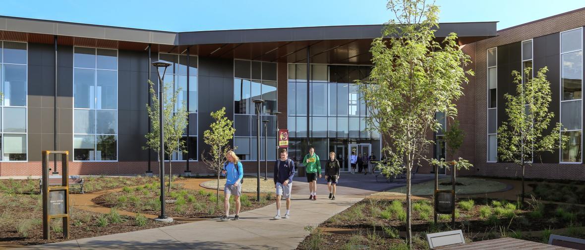 Students walking on campus