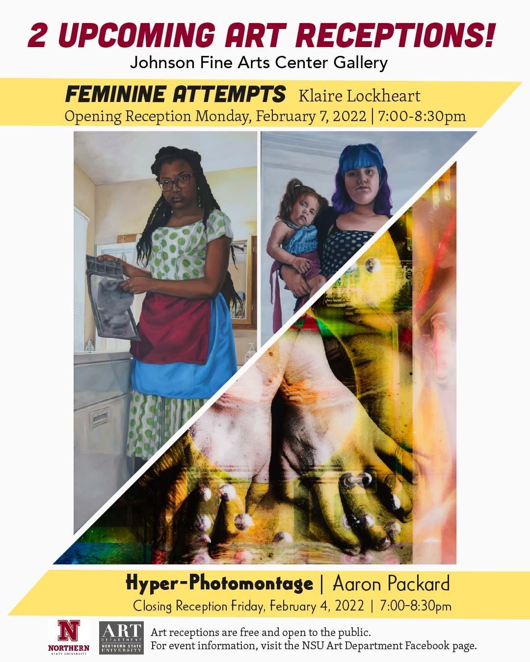 Poster of two upcoming art receptions