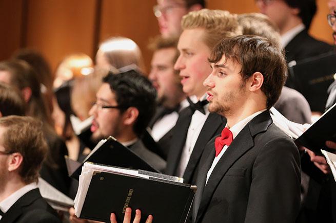 Students singing in choir