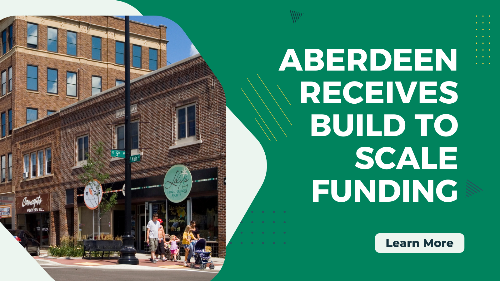 Aberdeen receives build to scale funding graphic with image of downtown