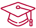 maroon mortarboard outline on white background