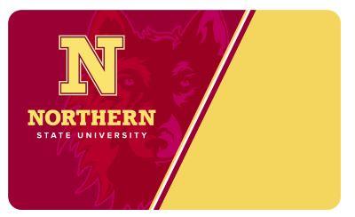 NSU ID card with "N" logo and  diagonally split maroon and gold design