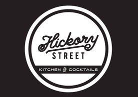 Hickory Street Kitchen & Cocktails in a white circle on a black background