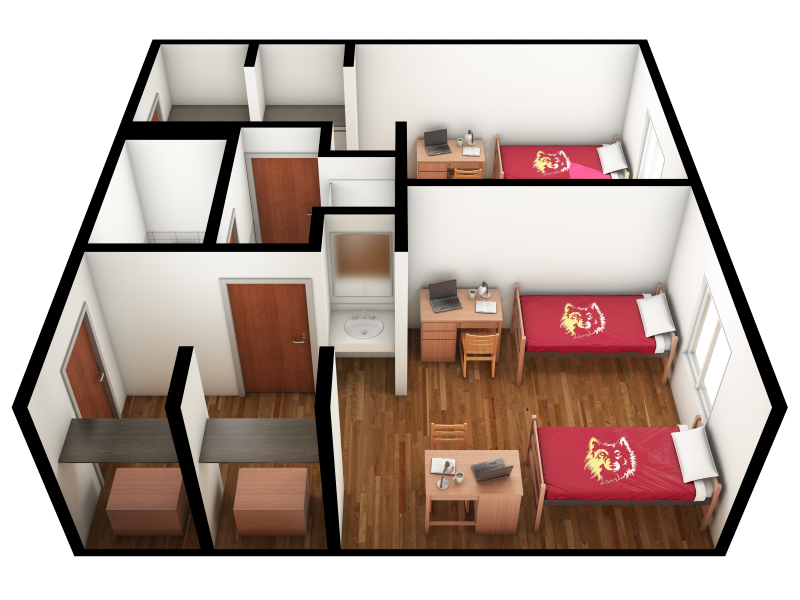 Four-Person Two-Bedroom Semi-Suite side
