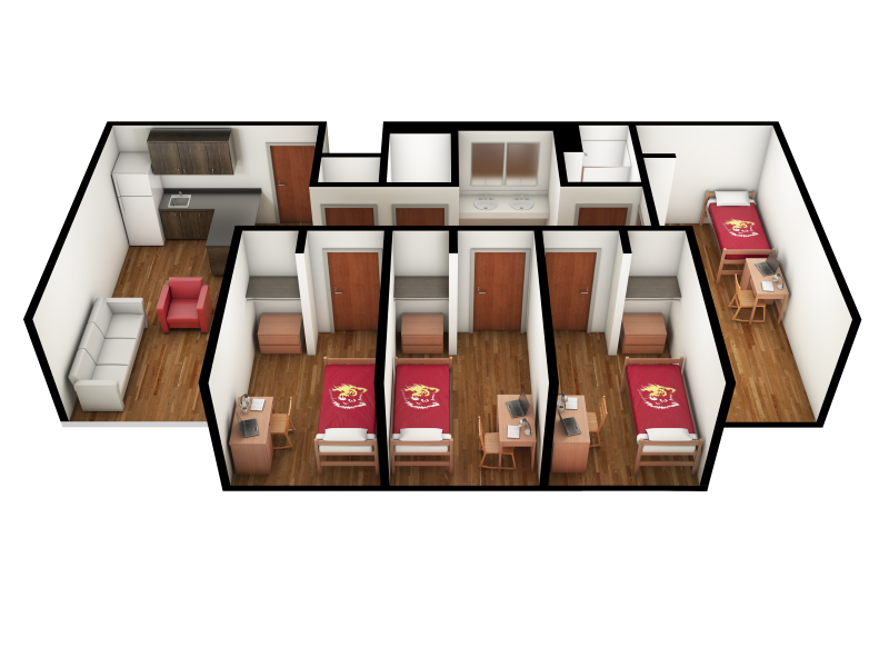 Four-Person Four-Bedroom - side