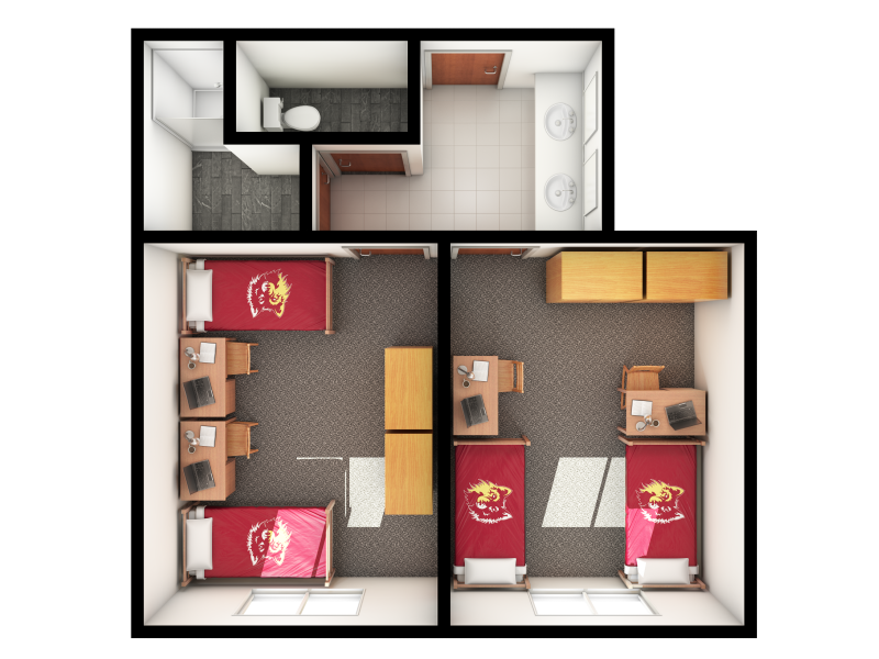 Four-Person Two-Bedroom Semi-Suite - top