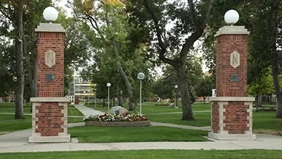 Historic pillars at NSU north entrance