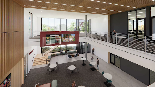 Inside view of new Business and Health Innovation Center