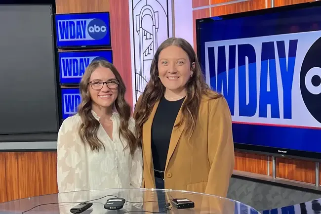 Students visiting WDAY News