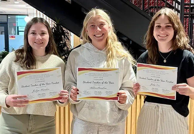 Student Teacher of the Year Finalists - Winner: Addison Cumbow. Finalists: Jeslyn Huinker and Julia Orr