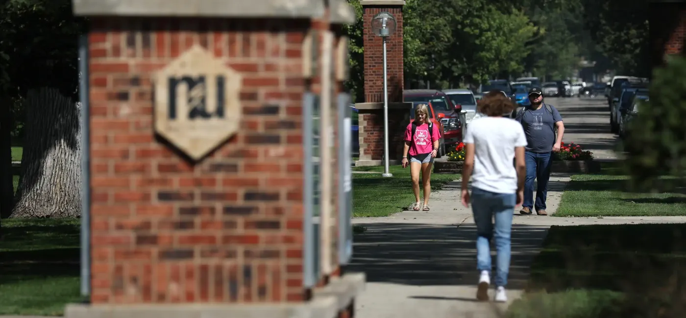 Students walking on campus