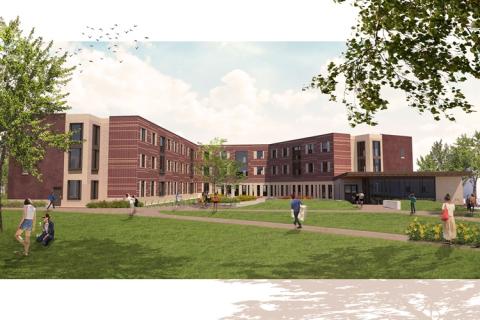 Artist rendering of new building