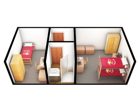 Three-Person Two-Bedroom - side