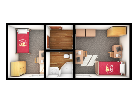 Three-Person Two-Bedroom - top