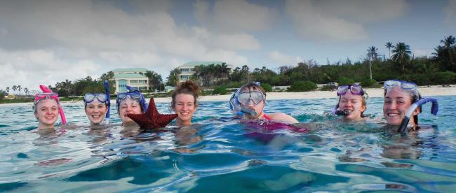 Students swimming abroad