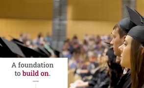 NSU Foundation website picture of graduates and text: A Foundation to build on.