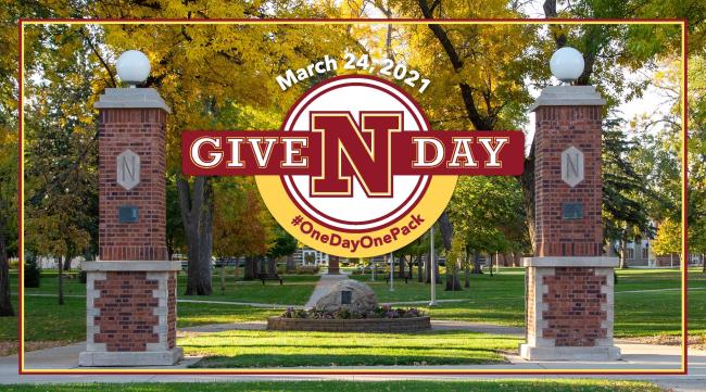 GiveNDay March 24, 2021, Northern State University, with photo of campus
