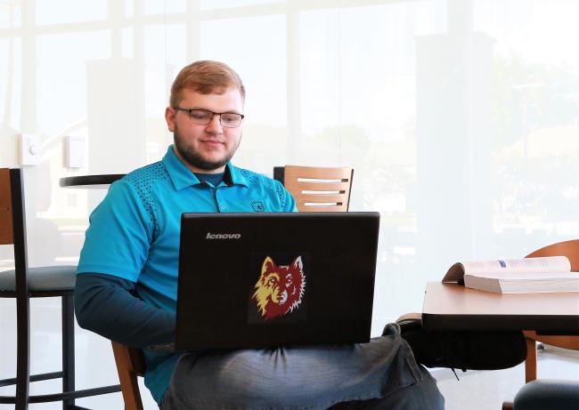 Student using laptop