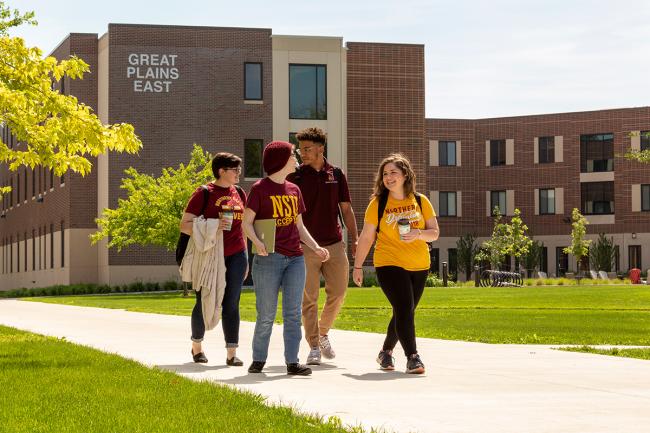 Students walking on the NSU campus