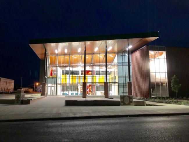 Front view of Regional Science Education Center at night