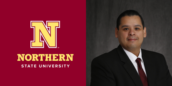 Headshot of Dr. Sal Villegas next to Northern's "N" logo