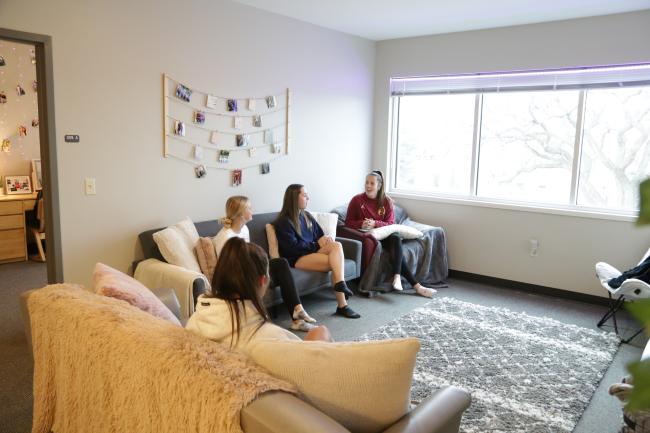 Students enjoy the comforts of home and social spaces in Northern’s residence halls. 