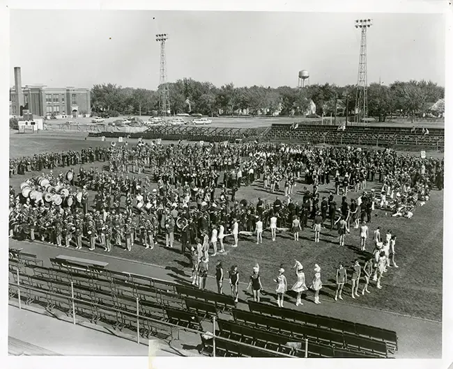 1955 Students on the football field